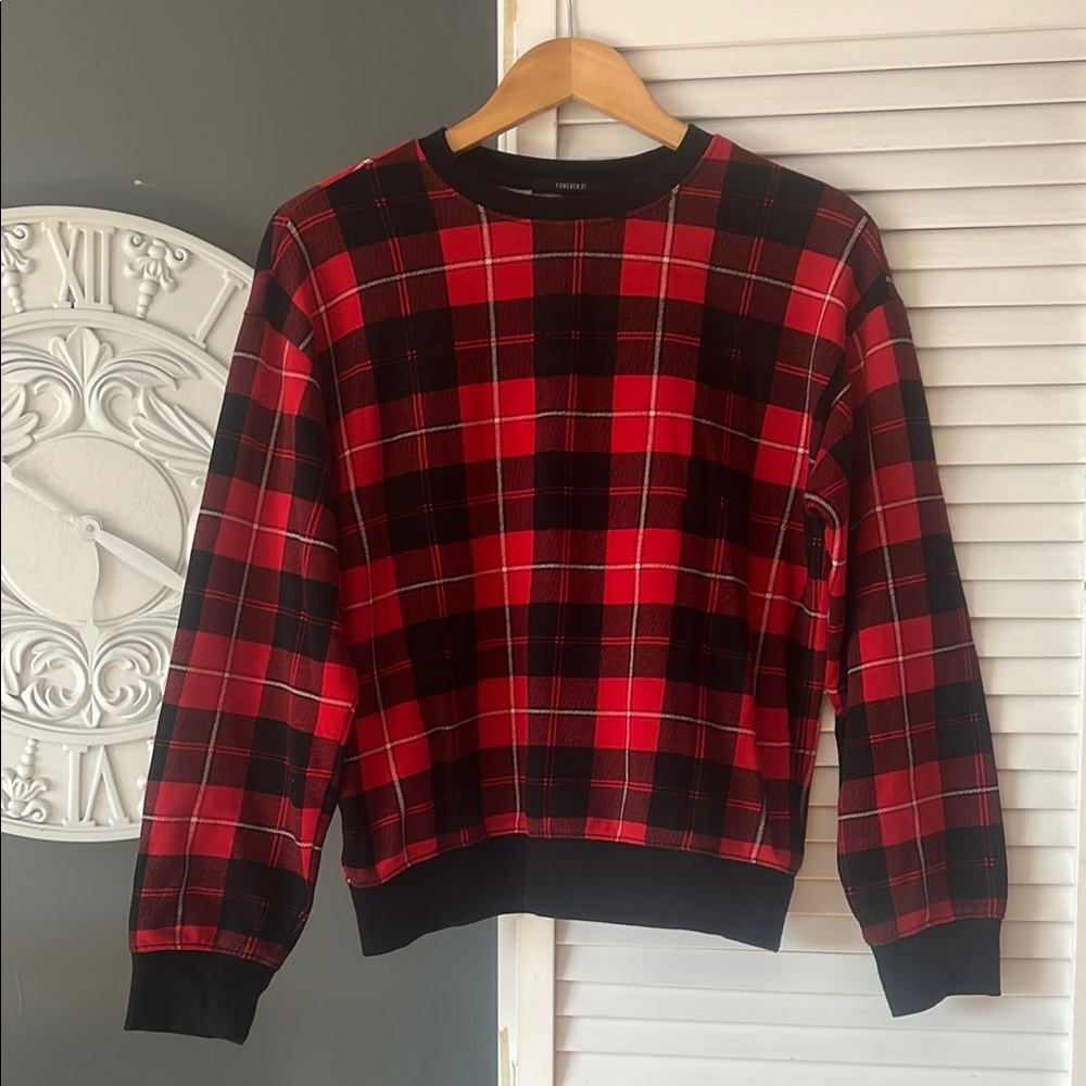 Forever 21 Red Plaid Sweater